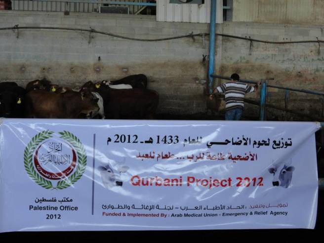 اتحاد الأطباء العرب بغزة يختتم مشروع توزيع لحوم أضاحي للعام 2012